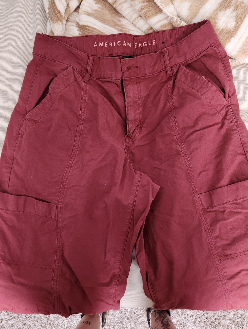 American Eagle Outfitters Maroon Track Joggers